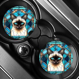 Siamese Cat Car Coasters Absorbent Set of (2)